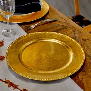 Everyday Elegance Golden Charger Round 13” Plates by Homewear, Set of 4